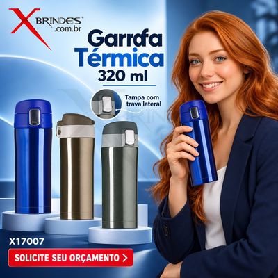 Conheça o Brinde Garrafa Térmica 320ml com Trava Lateral