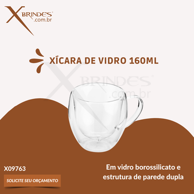 Xícara em vidro borossilicato com capacidade para até 160ml X09763