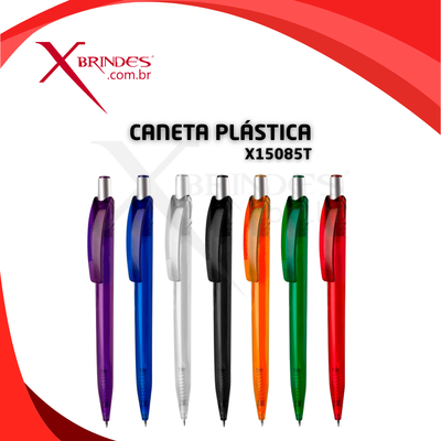 Caneta Plastica Translucida Com Acionamento Por Clique X15085T