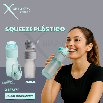 Squeeze plástico com acabamento fosco e capacidade de até 750ml X18737F