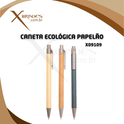 Conheça o Brinde CANETA COM CORPO EM PAPELÃO, PONTEIRA E CLIP EM PLÁSTICO ABS X09109
