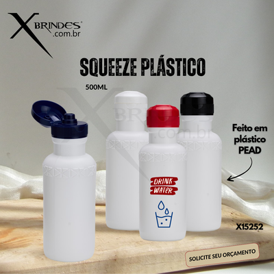 SQUEEZE DE PLÁSTICO PEAD CAPACIDADE DE 500ML X15252 