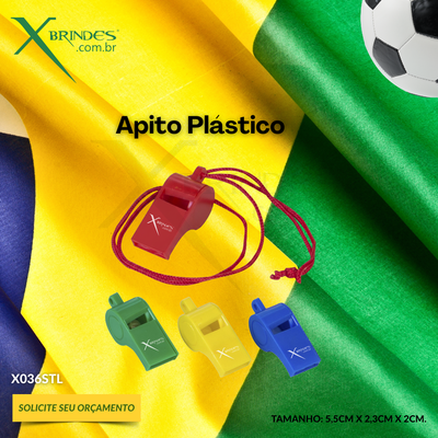 Apito em Plástico Estilo Juiz personalizado X036STL 