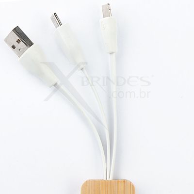 Chaveiro de bambu com cabo para carregamento X14833