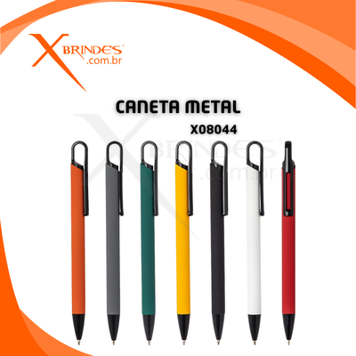 Conheça o Brinde Caneta Corpo de Metal com carga Azul e Acionamento por Clique X08044