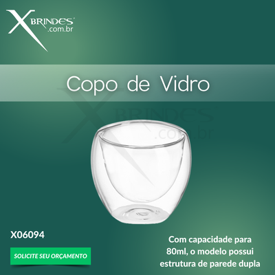 Copo de Vidro 80ML borossilicato parede dupla X06094