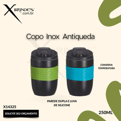 Copo Inox Parede Dupla de 250ml Antiqueda com ventosa X14325 