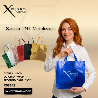Sacola em TNT Metalizado Tamanho 45x40 X09142