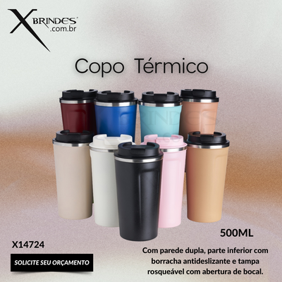 Copo térmico 500 ML de inox Com parede dupla X14724