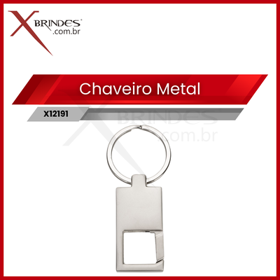 Chaveiro de metal brilhante e espelhado com mosquetão X12191