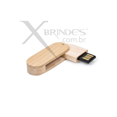 Conheça o Brinde Pen Drive de Bambu Giratório Personalizado - 4GB