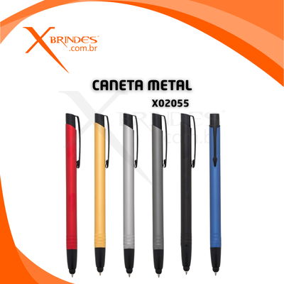 Caneta corpo em Metal com carga Azul e ponteira Touch X02055
