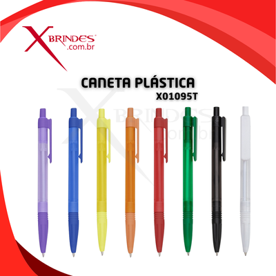 Caneta Plástica Translucida Colorida Com Acionamento Por Clique X01095T