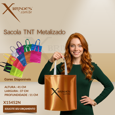 Sacola confeccionada em TNT com revestimento externo metalizado X15452N