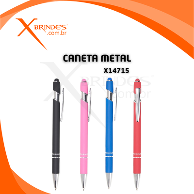 Conheça o Brinde Caneta corpo de Metal Emborrachado com Ponteira Touch X14715