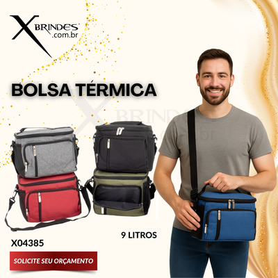 Conheça o Brinde Bolsa Térmica três compartimentos e com capacidade de 9 Litros X04385 