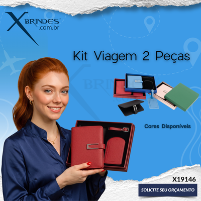 Kit de viagem composto por porta-passaporte e tag X19146
