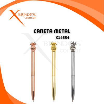 Conheça o Brinde Caneta Corpo em Metal com detalhe superior em Abacaxi X14654