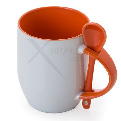 Conheça o Brinde CANECA DE CERAMICA C/ COLHER