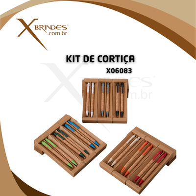 Kit em Cortiça com Caneta esferográfica azul 1.0mm e uma Lapiseira 0.7mm X06083