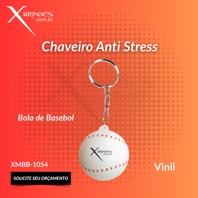 Chaveiro Anti Stress Bola Vinil Baseball Personalizado XMBB-1054