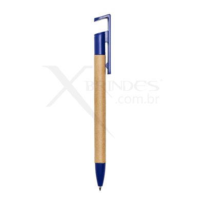 Conheça o Brinde Caneta Ecológica em Papelão com Suporte para Celular X00016