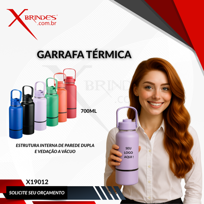 Conheça o Brinde Garrafa térmica em inox com capacidade de até 700ml X19012
