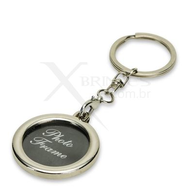Chaveiro porta-foto em inox com formato circular X18827