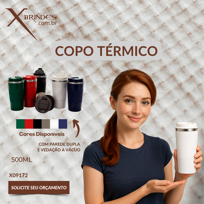 Conheça o Brinde Copo térmico em inox 304 com capacidade de até 500ml  X09172