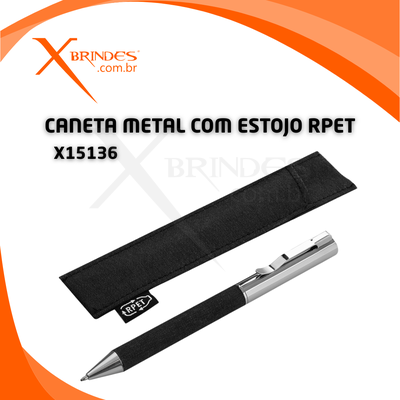 Caneta com corpo em Metal com Estojo em RPET X15136