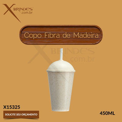Conheça o Brinde Copo Produzido em Fibra de Madeira de 450 ML com tampa  X15325