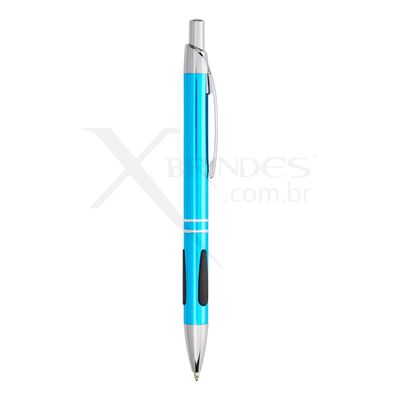 Conheça o Brinde Caneta com corpo de Metal carga azul e acionamento por clique X06071