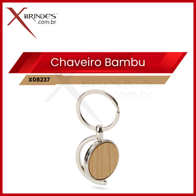 Chaveiro de metal no formato circular com função giratória X08237