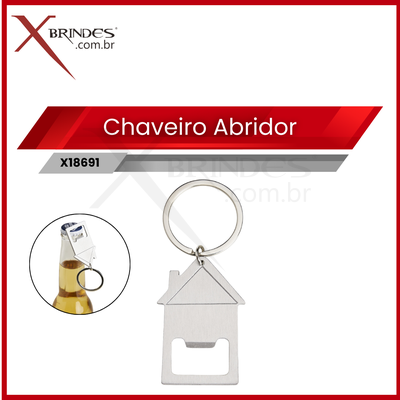 Chaveiro abridor feito em aço com formato de uma casa X18691