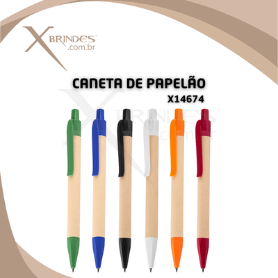 Conheça o Brinde Caneta Ecológica de Papelão esferográfica Azul e Acionamento por clique X14674