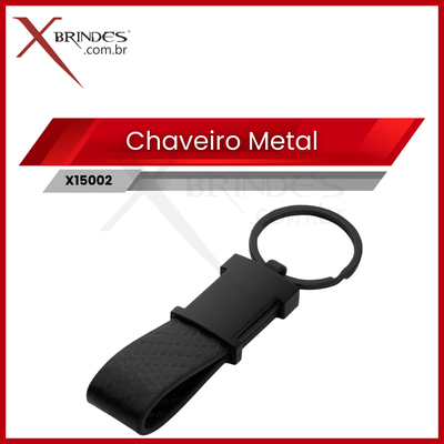 Chaveiro de Metal em Níquel brilhante com Alça de PU X15002