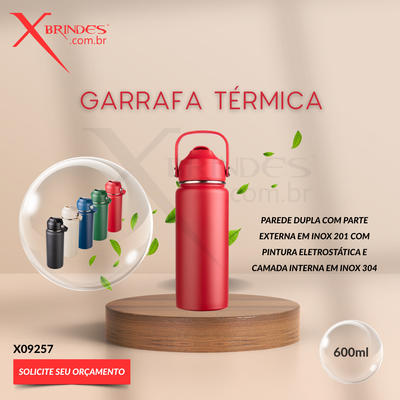 Garrafa térmica de parede dupla com parte externa em inox 201 X09257