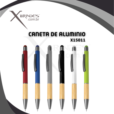 Conheça o Brinde Caneta com corpo de Alumínio Reciclado e detalhe em Bambu X15011 