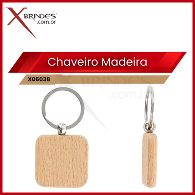 Chaveiro em madeira Modelo com formato quadrado X06038