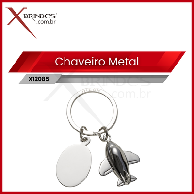 Chaveiro de Metal Brilhante em Formato de Avião X12085