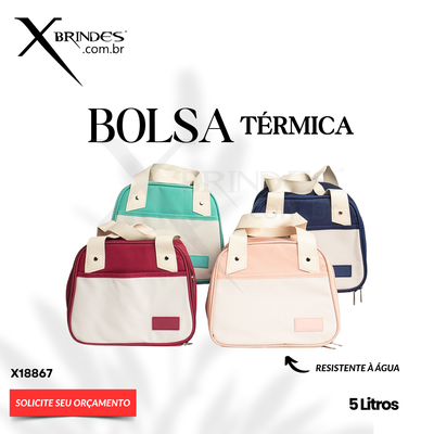 Bolsa Térmica de 5 litros produzida em nylon com alças de couro sintético X18867