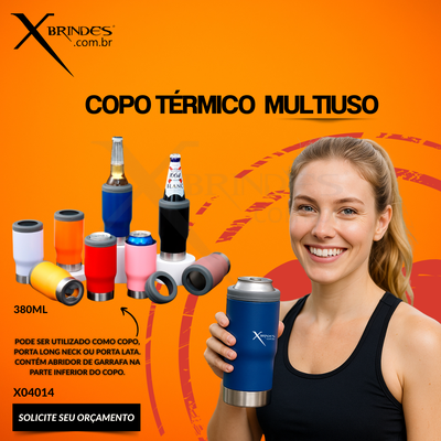 Conheça o Brinde Copo Térmico Inox com Capacidade de 380ml Multiuso X04014