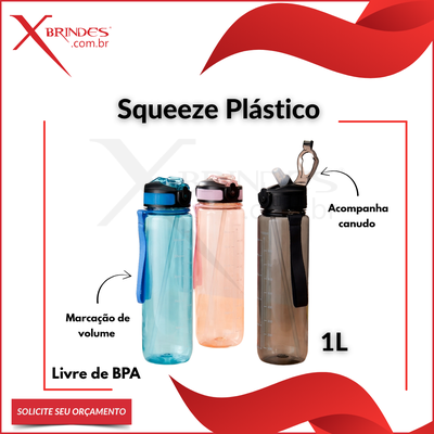 Squeeze Plástico com capacidade de 1L livre de BPA Cod: X07030A