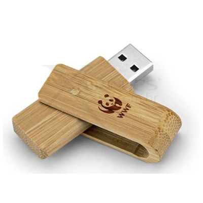 Conheça o Brinde Pen Drive Giratório Bambu Personalizado 4GB 