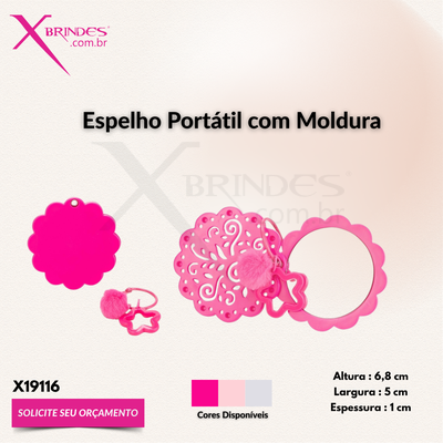 Espelho portátil com moldura em plástico ABS X19116