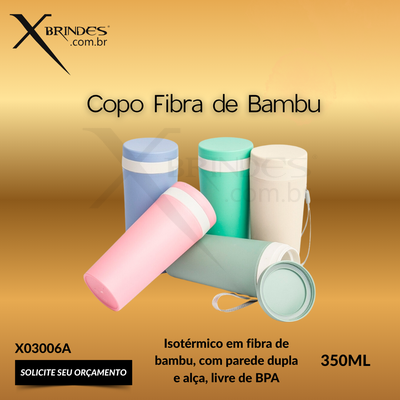 Copo isotérmico parede dupla fibra de bambu 350ml X03006A 