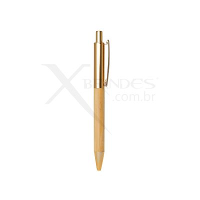 Conheça o Brinde Caneta em Bambu com detalhes em Metal e Acionamento por clique X15059