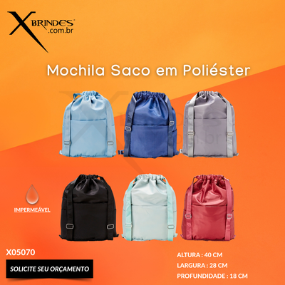 Mochila saco confeccionada em poliéster impermeável X05070