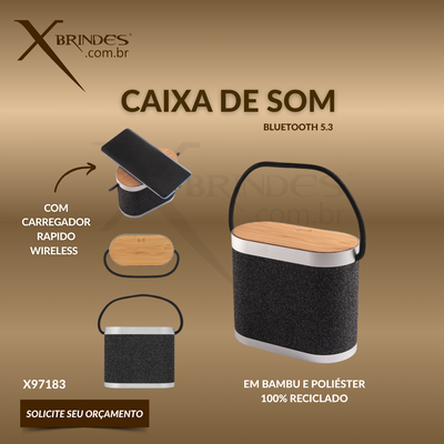 Conheça o Brinde CAIXA DE SOM DE 15W COM CARREGADOR WIRELESS SUPER-RÁPIDO 15W 