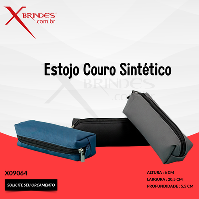 Estojo confeccionado em couro sintético com fechamento em zíper X09064